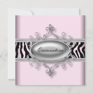 Pink Zebra Quinceanera Invitation