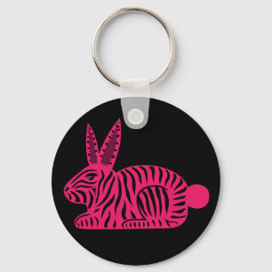 Pink Zebra Rabbit Key Ring