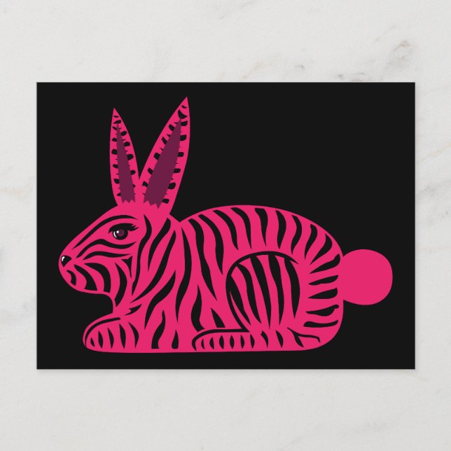 Pink Zebra Rabbit Postcard (Front)