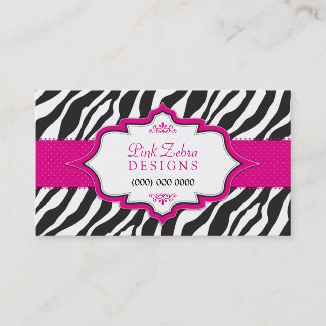 Pink Zebra Ribbon Business Card (Front)