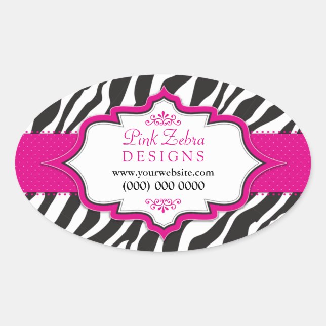 Pink Zebra Ribbon Promotional Stickers (Front)
