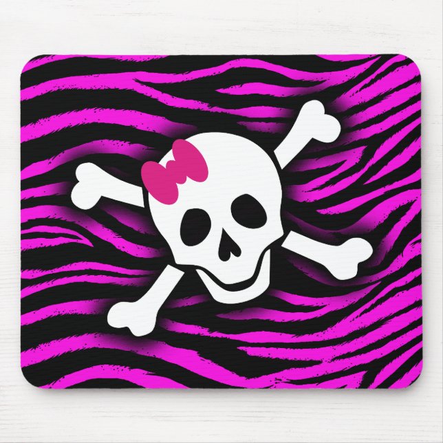Pink Zebra Skull Mouse Mat (Front)