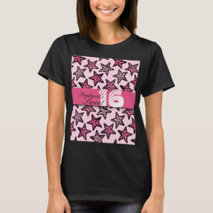 Pink zebra stars Sweet 16 Birthday Tshirt