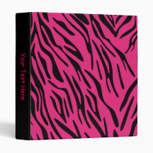 Pink Zebra Stripe 3 Ring Binder