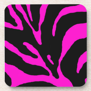 Pink Zebra Stripe Animal Print Coaster