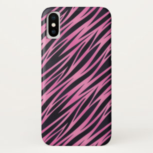Pink Zebra Stripe Background iPhone X Case