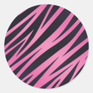 Pink Zebra Stripe Background Classic Round Sticker