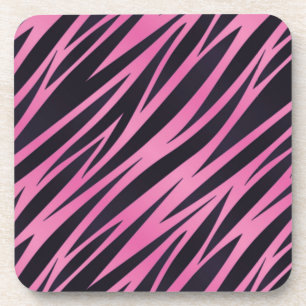 Pink Zebra Stripe Background Coaster