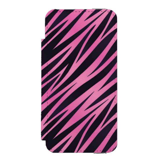 Pink Zebra Stripe Background Incipio iPhone Wallet Case (Folio Front)