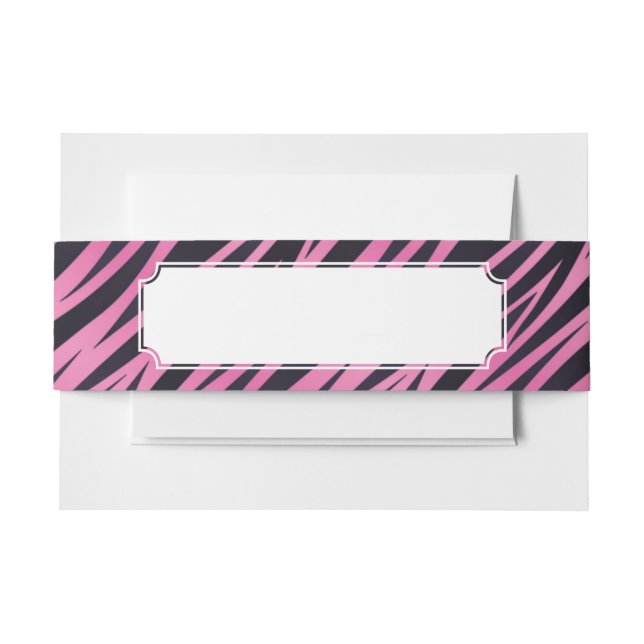Pink Zebra Stripe Background Invitation Belly Band (Front Example)