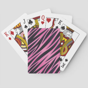 Pink Zebra Stripe Background Playing Cards