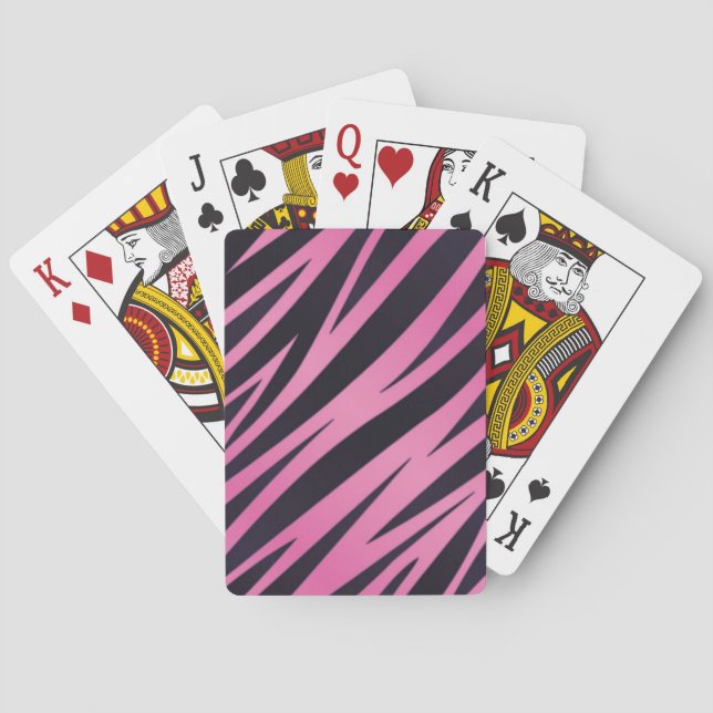 Pink Zebra Stripe Background Playing Cards (Back)