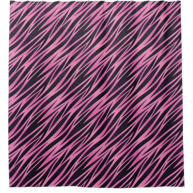 Pink Zebra Stripe Background Shower Curtain (Front)
