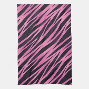 Pink Zebra Stripe Background Tea Towel