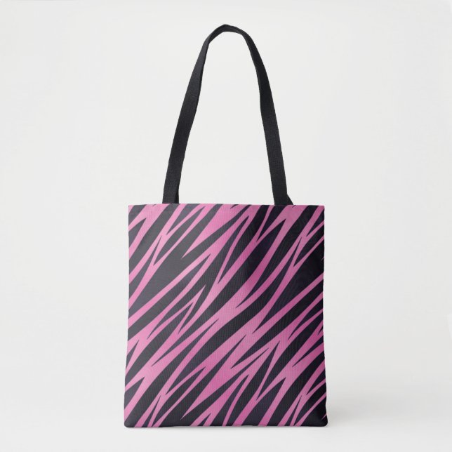 Pink Zebra Stripe Background Tote Bag (Front)