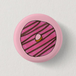 Pink Zebra Stripe Doughnut Doughnut Breakfast Food 3 Cm Round Badge