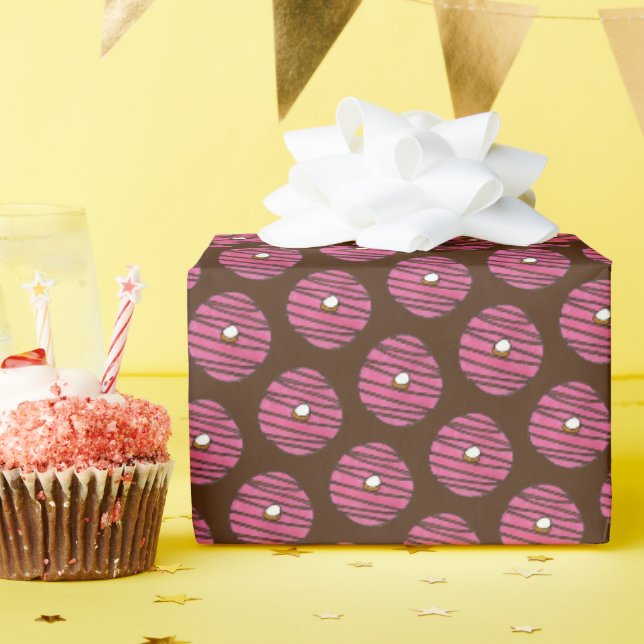 Pink Zebra Stripe Doughnut Doughnut Doughnuts Junk Wrapping Paper (Birthday Party)
