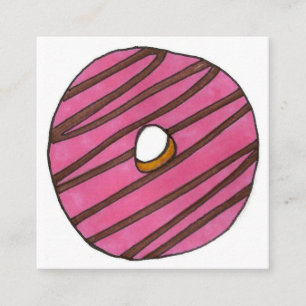 Pink Zebra Stripe Doughnut Doughnut Shop Breakfast Square Business Card