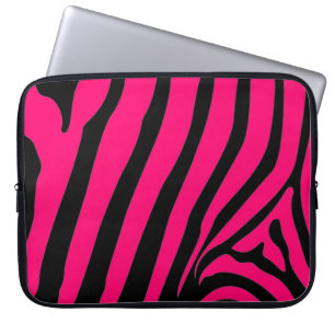 Pink Zebra Stripe Laptop Sleeve