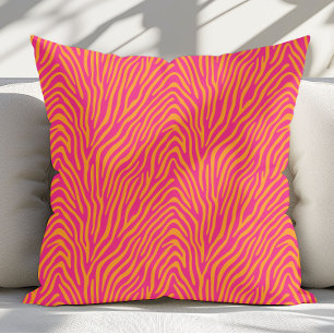 Pink Zebra Striped Change Background Colour Cushion