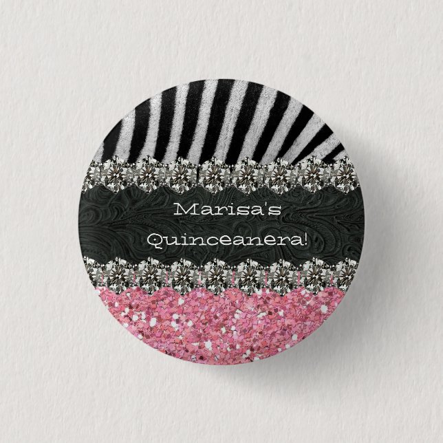 Pink Zebra Stripes Celebration 3 Cm Round Badge (Front)