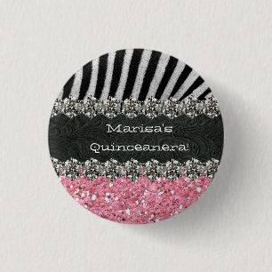 Pink Zebra Stripes Celebration 3 Cm Round Badge