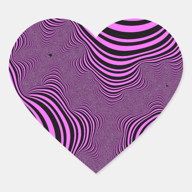 Pink Zebra Stripes Heart Sticker (Front)