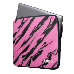 Pink Zebra Stripes Laptop Sleeve