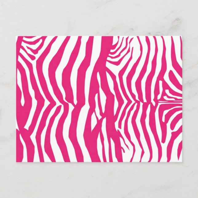 Pink Zebra Stripes Postcard (Front)
