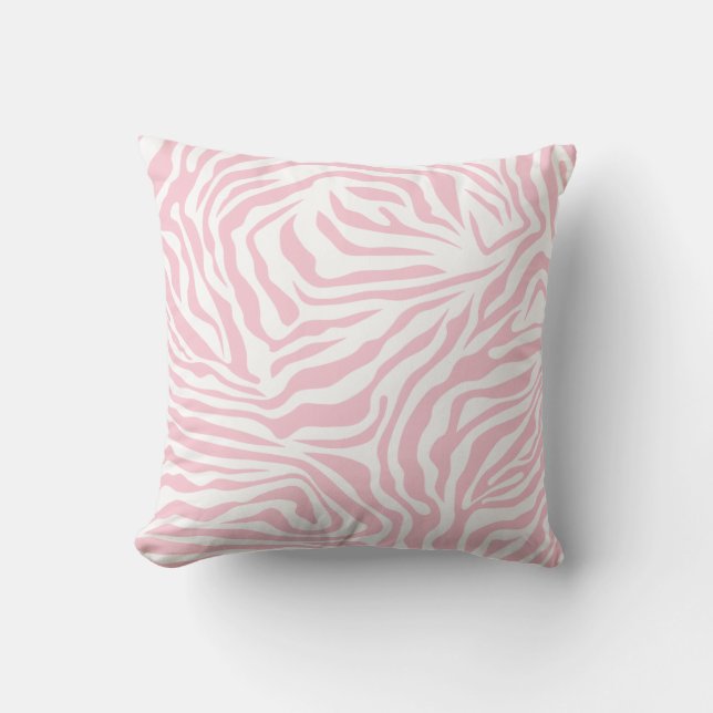 Pink Zebra Stripes Wild Animal Print Zebra Pattern Cushion (Front)