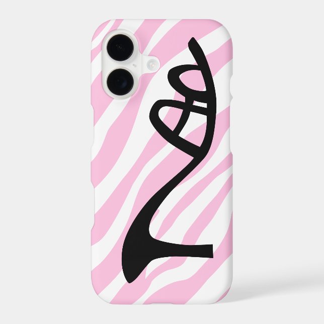 Pink Zebra Stripes With Black Shoe (Back)