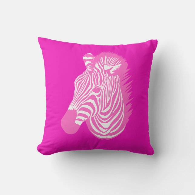 Pink Zebra T-Shirt Cushion (Front)