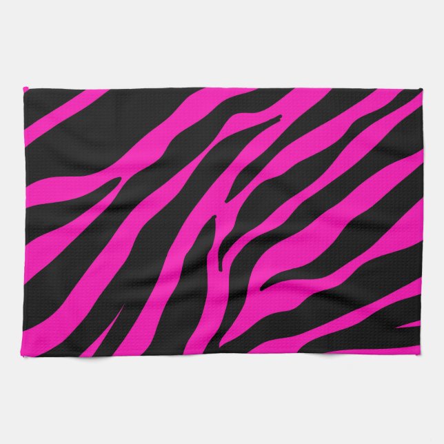 pink zebra tea towel (Horizontal)