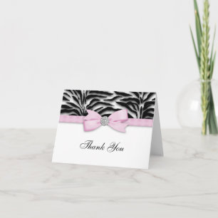 Pink Zebra Thank You Card