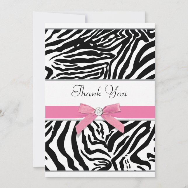 Pink Zebra Thank You Card (Front)