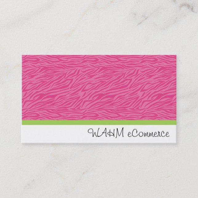 Pink Zebra with Green Stripe Calling Card (Front)