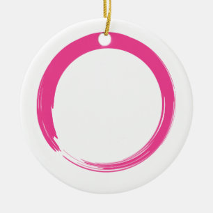 Pink Zen Symbol / Enso Circle Ceramic Tree Decoration