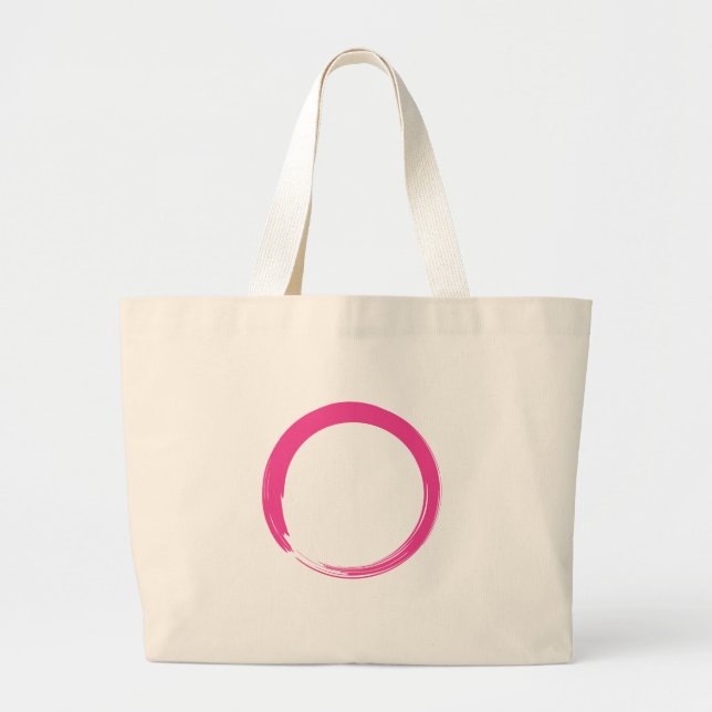 Pink Zen Symbol / Enso Circle Large Tote Bag (Front)