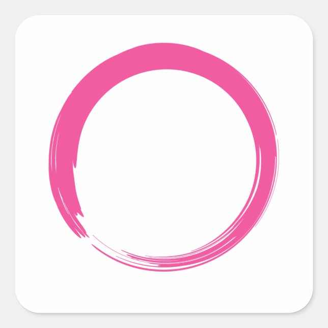 Pink Zen Symbol / Enso Circle Square Sticker (Front)