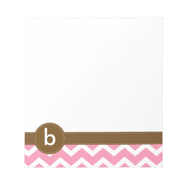 Pink Zig Zag Pattern Monogram Notepad (Front)
