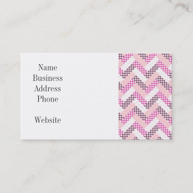 Pink Zig Zag Quilt Pattern Gifts for Her Business Card (Front)
