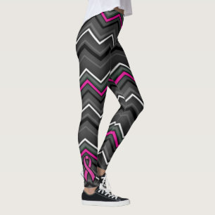 Pink Zig Zag with Ribbon...Breast Cancer Leggings