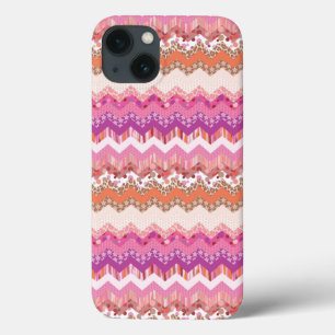 Pink zigzag background iPhone 13 case