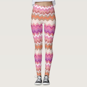 Pink zigzag background leggings