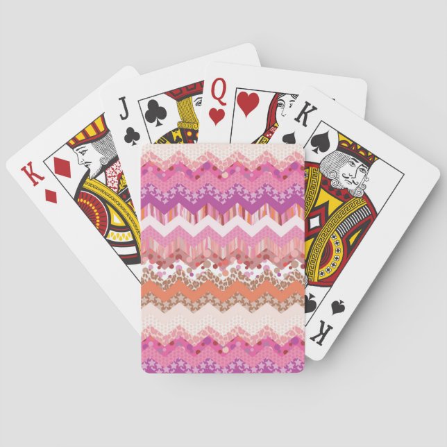 Pink zigzag background playing cards (Back)