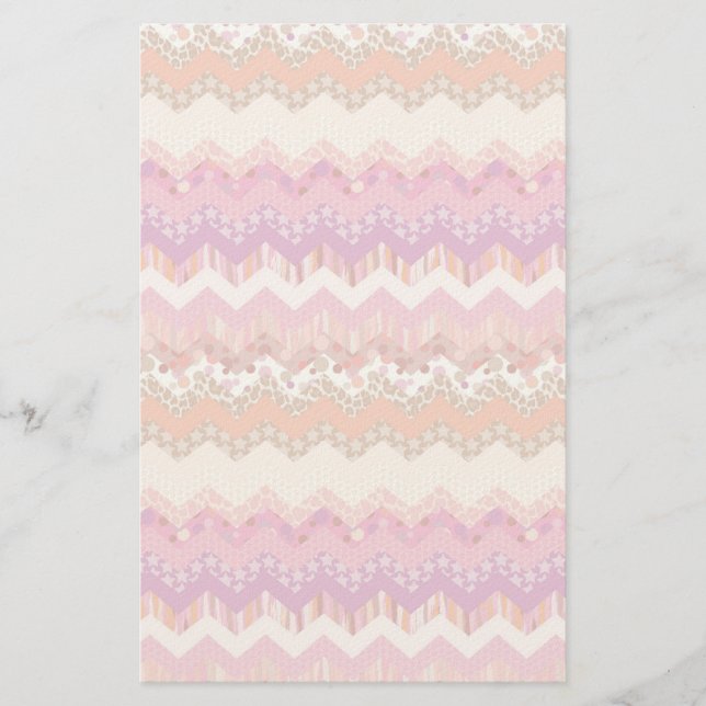 Pink zigzag background stationery (Front)