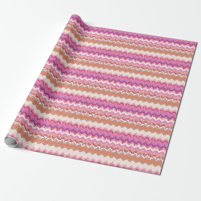 Pink zigzag background wrapping paper (Unrolled)