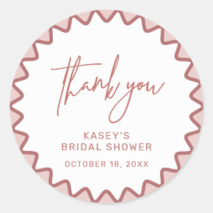 Pink Zigzag Border Thank you Sticker