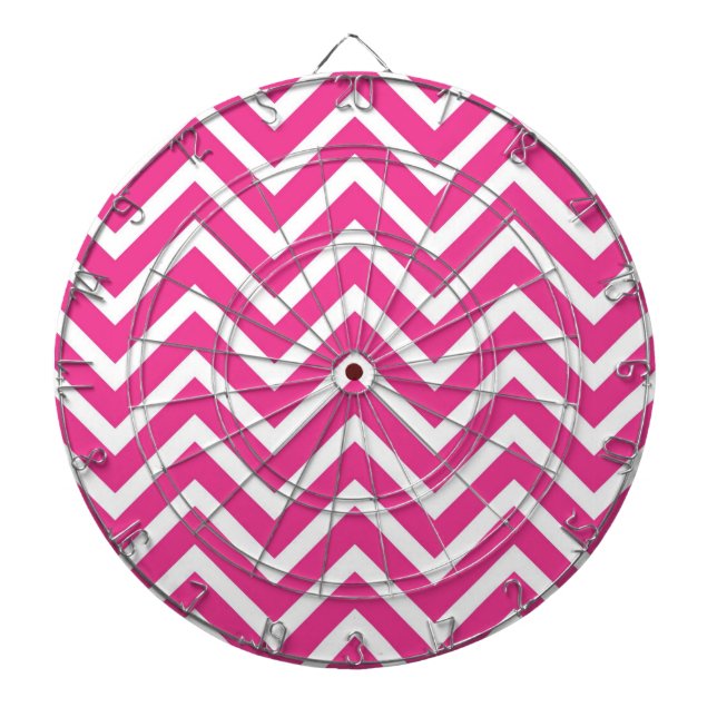 Pink Zigzag Chevron Pattern Dartboard (Front)