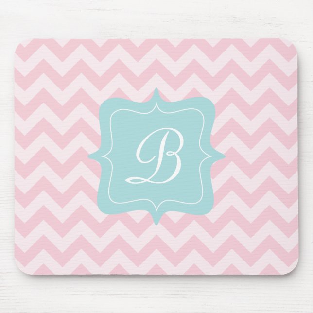 Pink Zigzag Monogram Mouse Mat (Front)